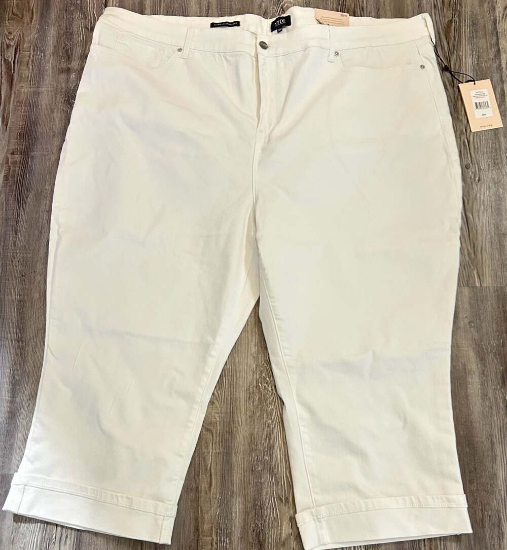 NYDJ Marilyn Straight Crop Cuff Jeans Optic White Size 28W